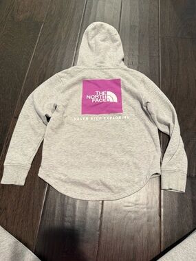 The North Face Light Gray Hoodie with Black Neck Label